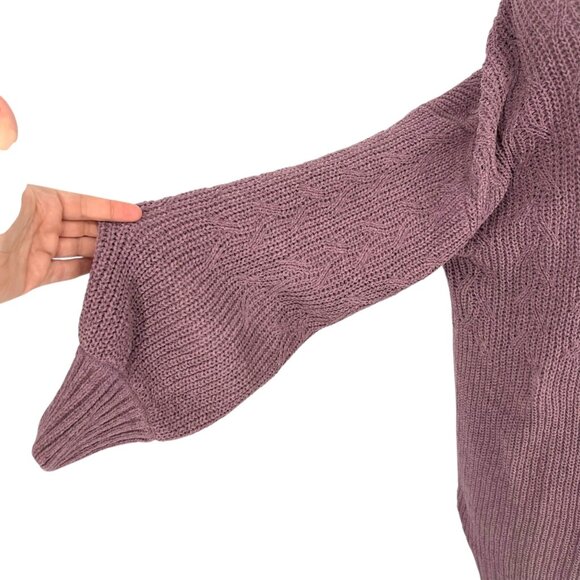 Margeaux & Ellie Chenille Open Front Cardigan Sweater Purple Size Large - Picture 6 of 12